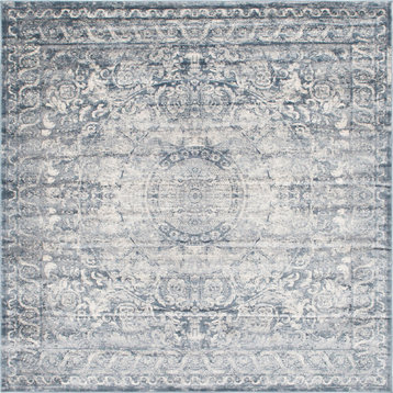 Unique Loom Dark Blue Chateau Grant 7' 0 x 7' 0 Square Rug