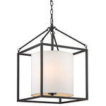 Golden Lighting - Golden Lighting 2243-3P BLK-MWS Manhattan 3 Light Pendant - This simple and versatile look is at home in transitional to modern settings. The smooth, matte black finish adds a contemporary feel. The neutral white shade dresses up the look, while softening the geometric lines and gently diffusing the light. Easily customize the height of the fixture to suit your installation needs. This 3-light pendant creates an elegant pool of-light over on intimate dining area or breakfast nook.  Assembly Required: Yes  Shade Included: Yes  Sloped Ceiling Adaptable: Yes  Canopy Diameter: 4.75  Dimable: YesManhattan 3 Light Pendant in Matte Black Matte Black Modern White Shade *UL Approved: YES *Energy Star Qualified: n/a  *ADA Certified: n/a  *Number of Lights: Lamp: 3-*Wattage:60w Incandescent E12 Candelabra bulb(s) *Bulb Included:No *Bulb Type:Incandescent E12 Candelabra *Finish Type:Matte Black