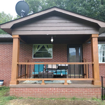 Custom porch columns and railing/Prefab. metal fencing