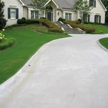 street view shows Mahogany driveway, planting bed, Zoysia lawn and Grand stairca