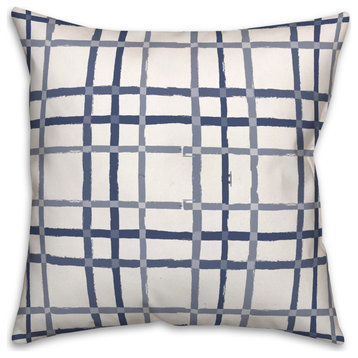 Blue Gray Plaid 18x18 Throw Pillow