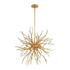 Chandelier 6 Light   Gold Leaf Finish Gold Glass - 35639-015 - Eurofase