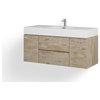 Boutique Bath Vanity, Natural Wood, 48", Single Sink, Wall Mount