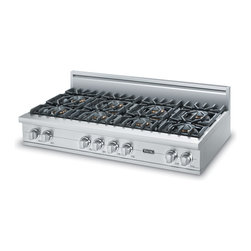 Viking 48" Pro-style Gas Rangetop Stainless Steel Liquid Propane | VGRT5488BSSLP - Cooktops