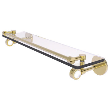 Clearview 22" Glass Shelf with Gallery Rail, Unlacquered Brass