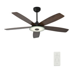 Carro - 52'' Ceiling Fan with Remote and Dimmable Light Kit for Smart Home, Black/Wood - Ceiling Fans