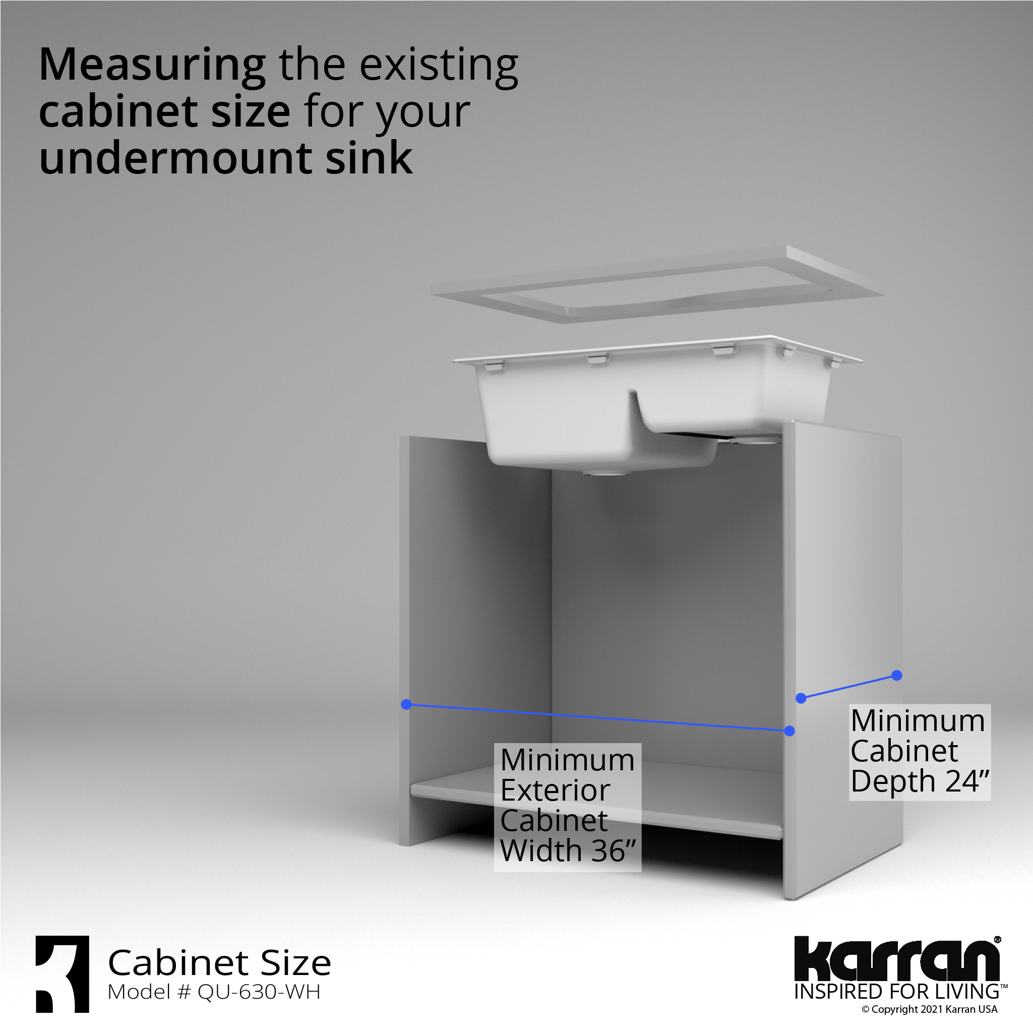 Karran Undermount Quartz 32" 60/40 Double Bowl Kitchen Sink, White