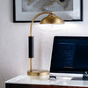 24" Gold and Black Metal Desk Table Lamp With Gold Dome Shade