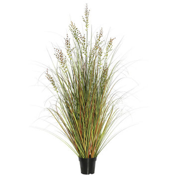 24" Green And Brown Grass In Pot