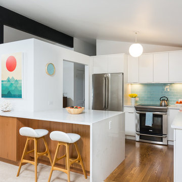 Bright, White, and Blue Kitchen