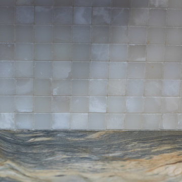 Fusion quartzite with cherry cabinetry