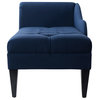Harrison Tufted Roll Arm Chaise Lounge, Midnight Blue Polyester