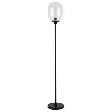 Agnolo 69 Tall Floor Lamp with Glass Shade in Blackened Bronze/Seeded