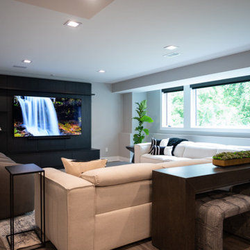 Finished Basement with Seated Bar, Wine Room and Golf Simulator in Rochester, MI