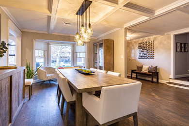 Design ideas for a transitional dining room in New York.