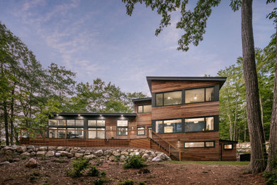 Inspiration for a contemporary exterior home remodel in Portland Maine