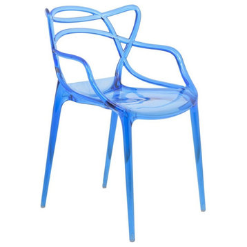 LeisureMod Milan Modern Wire Design Chair, Blue, Single Chair
