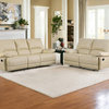 Two Piece Indoor Beige Faux Leather Five Person Seating Set