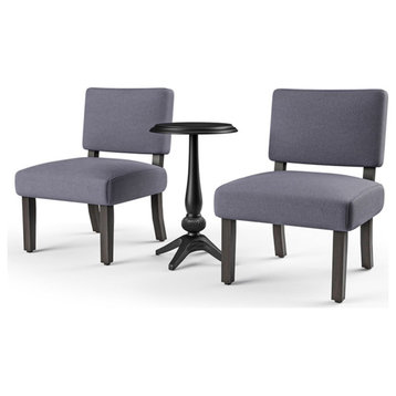 Bowery Hill Wood 3-Piece Accent Table and Chair Set in Gray Finish