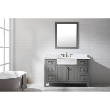 The Alpine Bathroom Vanity, Gray, 54", Single Sink, Freestanding
