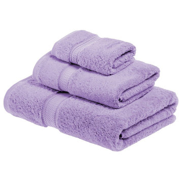 3 Piece Solid Quick Drying Face Hand Towel Set, Purple