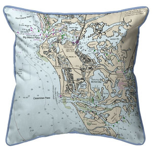 Betsy Drake Beaufort Detail Sc Nautical Map Corded Indoor Outdoor Pillow 18x1 Contemporary Outdoor Cushions And Pillows By Zeckos