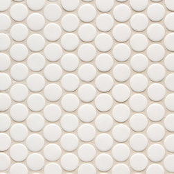 6th Avenue Round Mosiac in White Gloss - Wall And Floor Tile
