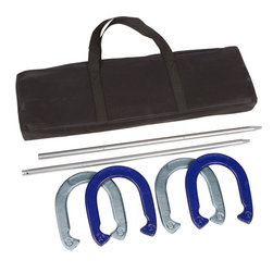 Trademark Innovations - Professional Horseshoe Set, Powder Coated and Waterproof Steel With Bag - Outdoor And Lawn Games