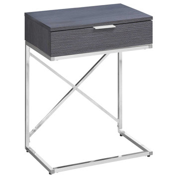 HomeRoots 12.75" x 18.25" x 23.5" Grey Finish Metal Accent Table