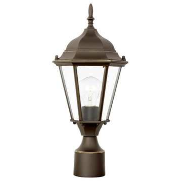 Sea Gull Lighting Bakersville 17" Outdoor Post Lantern, Bronze/Clear