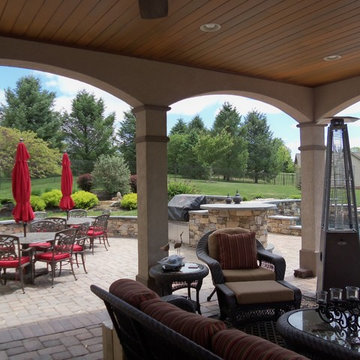 Natural Stone Masonry Seat Walls and Grill Island