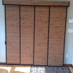 Bali Woven Wood Sliding Panel in Home of Customer Jill - Vertical Blinds
