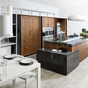 EMOTIONS LINE: E6.30 Roble Sil_Oak veneer finish_E5.30 Pizarra Brillo_gloss lacq
