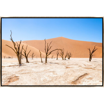 54x36 Namibian Skeleton Trees XI, Framed Artwork, Silver