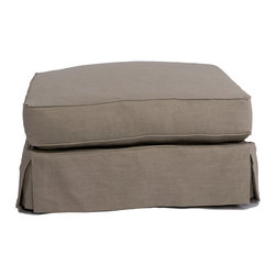 Sunset Trading - Ottoman Slip Cover, Light Gray - Slipcovers And Chair Covers