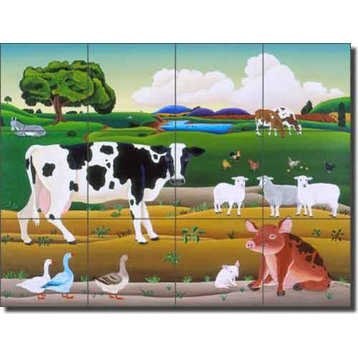 Ceramic Tile Mural Backsplash del Rio Farm Animal
