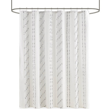 100% Cotton Jacquard Shower Curtain Ivory 72W x 72L