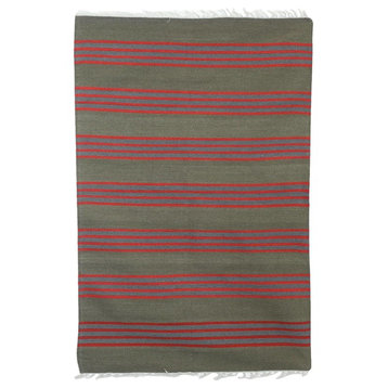 Stripes of Life Wool Dhurrie Rug, 4x6