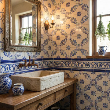 Mediterranean Bathroom with Handcrafted Portuguese Tiles