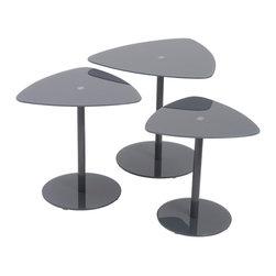 Sarafina Gray Glass Side Tables Set - Coffee Table Sets