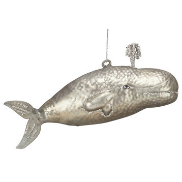 Great Whale Glass Christmas Holiday Ornament