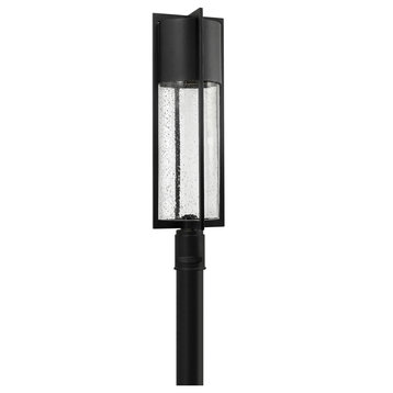 Shelter Outdoor Post/Pier Mount, Black With Clear Seedy Glass