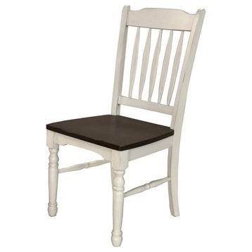 A-America British Isles Slatback Dining Side Chair in Chalk and Cocoa (Set of 2)