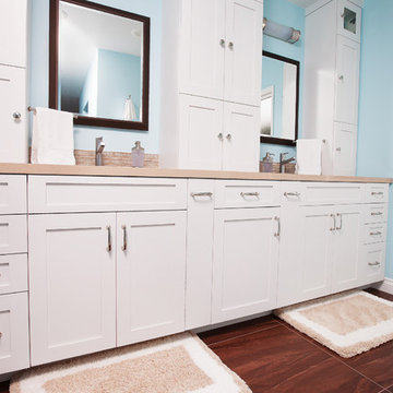 Refreshing Blue & White Master Bathroom Remodel in Torrance, CA.