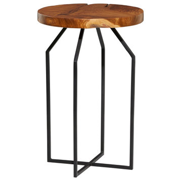 Contemporary Brown Teak Wood Accent Table 21650