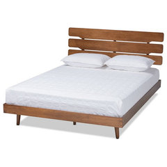 Baxton Studio Adelia Queen Platform Bed in Light Beige and Natural