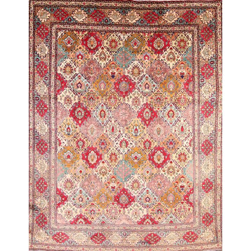 Consigned, Vintage Oriental Handmade Persian Worn Area Rug, Multi, 12'10"x9'9"