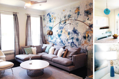 Example of a minimalist living room design in New York