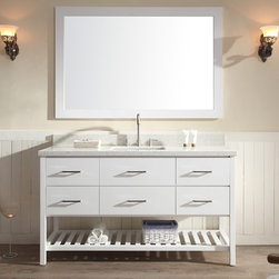 61 inch Transitional Single Sink Bathroom Vanity Set in White Finish - Bathroom Vanities And Sink Consoles
