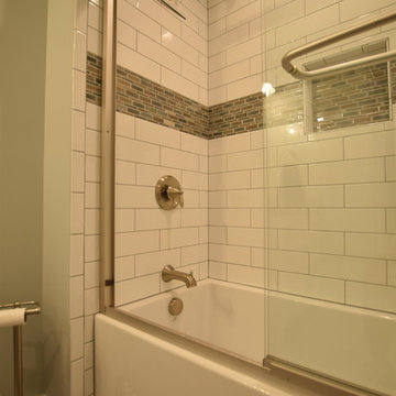 Subway Tile/ Faux Wood Plank Bath
